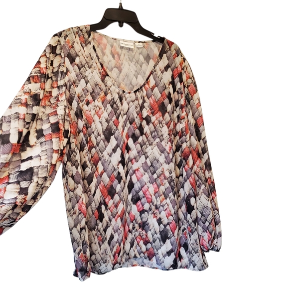 🎁Liz Claiborne Plus Size Multicolor Patterned Blouse Size 2X - Picture 2 of 4